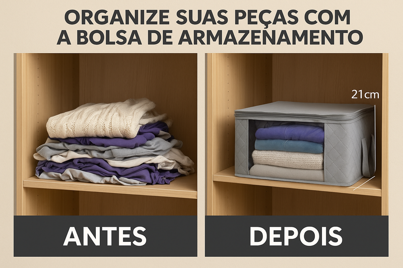 Organizador Dobrável com Zíper e Visor Tranparente